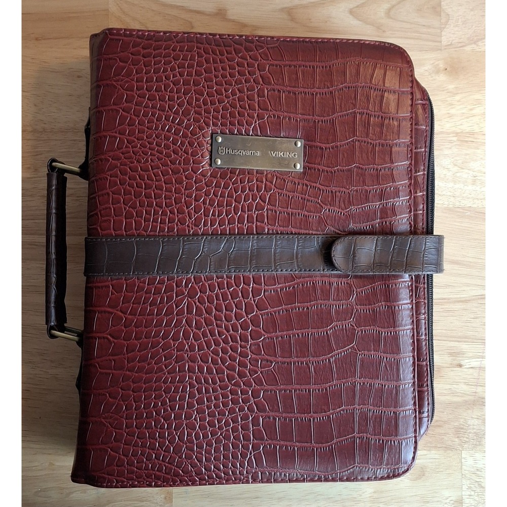 Husqvarna Viking Sewing Machine Foot Case Red Croc Embossed 3-Ring Binder NWOT